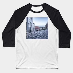 Whitby town cobbled streets and seaview Baseball T-Shirt